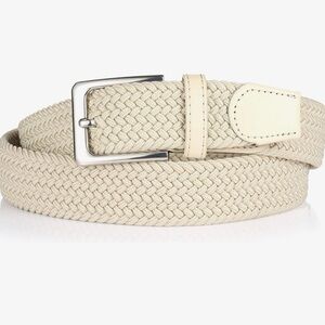 Men's Braided Elastic Canvas Belt - Beige/Off-White - Size XL